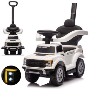 Stumiama mašina su rankena vaikui Ford F-150 3-in-1 (Balta)